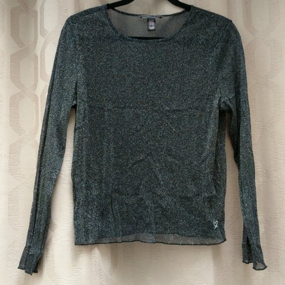 Silver Sparkly Sheer VS Long Sleeve Top